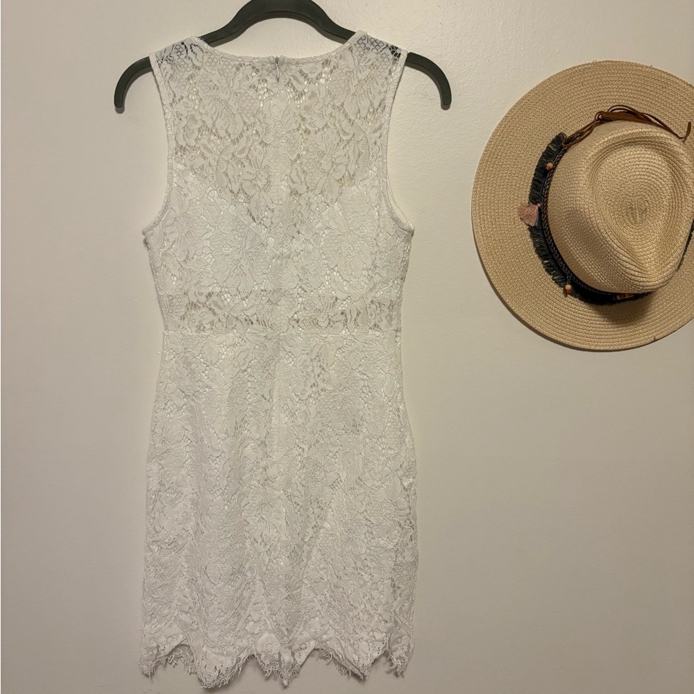 Lulu's Ivory Lace Sleeveless Mini Dress - Picture 7 of 10